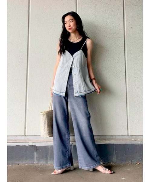 SOMETHING（サムシング）の「SOMETHING(サムシング)【レディース】「LISA」ワイドパンツ（デニムパンツ・レディース・ブラック・L/M/S/XS）」の2枚目の写真