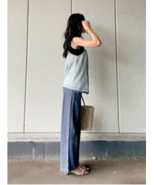 SOMETHING（サムシング）の「SOMETHING(サムシング)【レディース】「LISA」ワイドパンツ（デニムパンツ・レディース・ブラック・L/M/S/XS）」の3枚目の写真