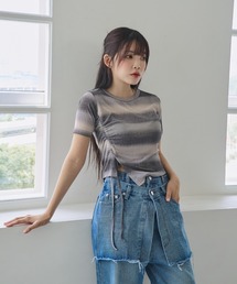 《unnome》グラデーションギャザーTシャツ