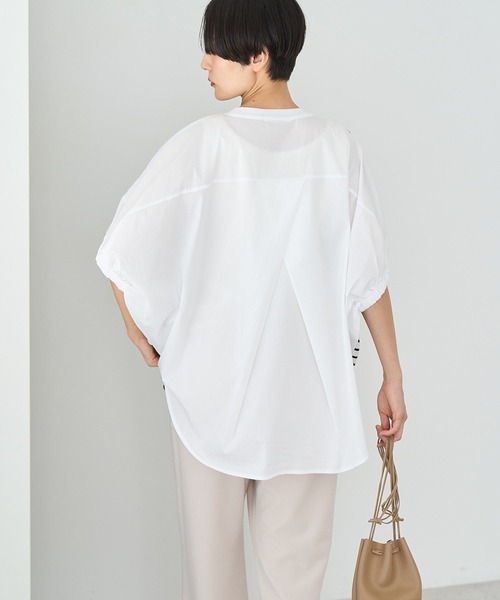 セール】異素材ドッキングドルマンプルオーバー（Tシャツ