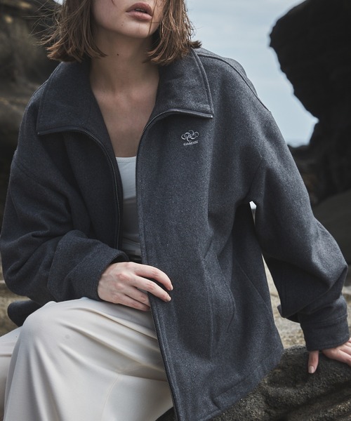 High neck zip-up short blouson/ハイネックジップアップ