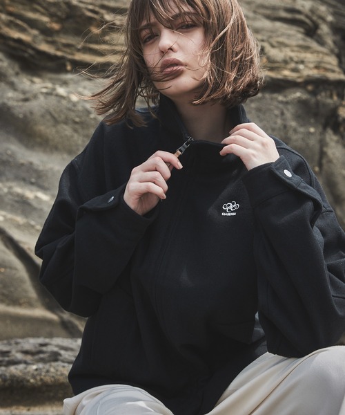 High neck zip-up short blouson/ハイネックジップアップ