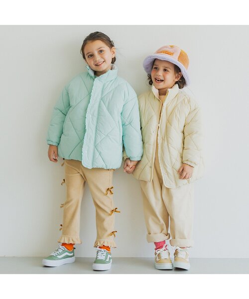 p.premier(ピードットプルミエ)の「マフラーいらずのフリル中綿ジャケット(ダウンジャケット/コート・キッズ・ベビーピンク/アイボリー/サックスブルー・80/90/100/110/120/130/140)」の8枚目の写真