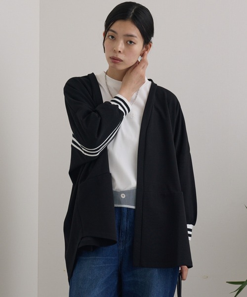 Paradise Picnic（パラダイスピクニック）の「配色ラインカーディガン（カーディガン/ボレロ・レディース・グレイッシュベージュ/ブラック・FREE）」の2枚目の写真