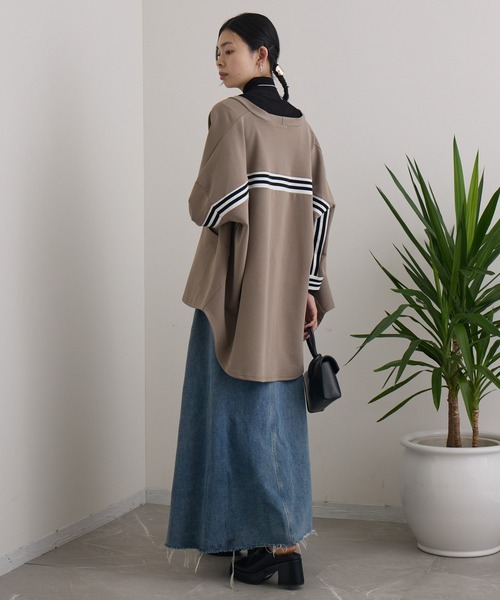 Paradise Picnic（パラダイスピクニック）の「配色ラインカーディガン（カーディガン/ボレロ・レディース・グレイッシュベージュ/ブラック・FREE）」の6枚目の写真