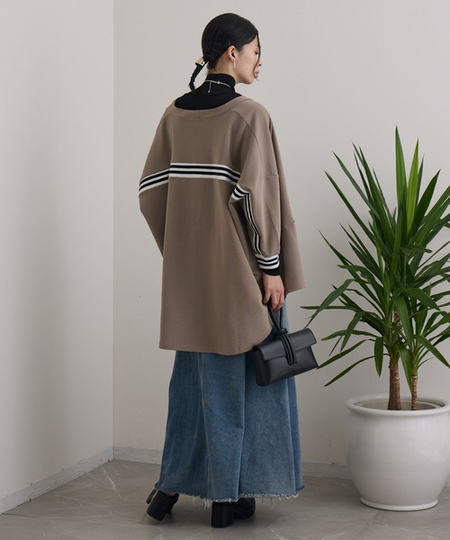 Paradise Picnic（パラダイスピクニック）の「配色ラインカーディガン（カーディガン/ボレロ・レディース・グレイッシュベージュ/ブラック・FREE）」の7枚目の写真