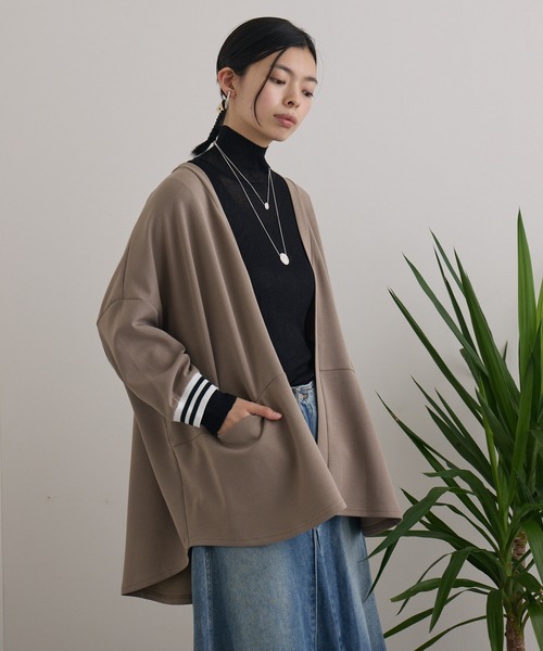 Paradise Picnic（パラダイスピクニック）の「配色ラインカーディガン（カーディガン/ボレロ・レディース・グレイッシュベージュ/ブラック・FREE）」の9枚目の写真