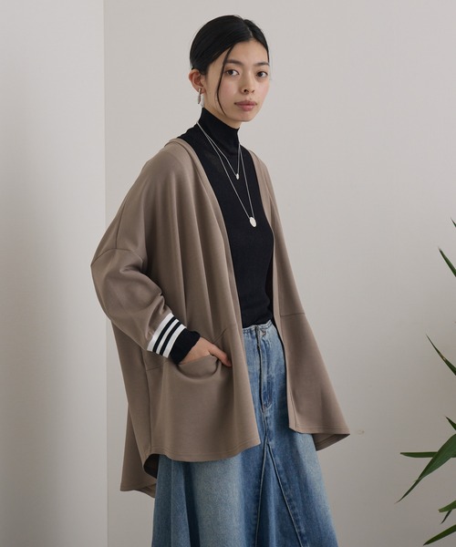 Paradise Picnic（パラダイスピクニック）の「配色ラインカーディガン（カーディガン/ボレロ・レディース・グレイッシュベージュ/ブラック・FREE）」の10枚目の写真