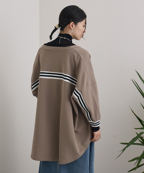 Paradise Picnic（パラダイスピクニック）の「配色ラインカーディガン（カーディガン/ボレロ・レディース・グレイッシュベージュ/ブラック・FREE）」の11枚目の写真