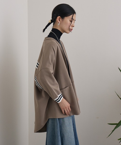 Paradise Picnic（パラダイスピクニック）の「配色ラインカーディガン（カーディガン/ボレロ・レディース・グレイッシュベージュ/ブラック・FREE）」の22枚目の写真