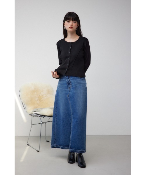 AZUL by moussy(アズールバイマウジー)の「ダメージスイッチングカーディガン(カーディガン/ボレロ・レディース・ブラック/イエロー系その他/杢グレー・FREE)」の6枚目の写真