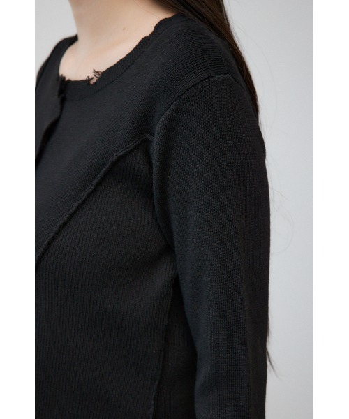 AZUL by moussy(アズールバイマウジー)の「ダメージスイッチングカーディガン(カーディガン/ボレロ・レディース・ブラック/イエロー系その他/杢グレー・FREE)」の11枚目の写真