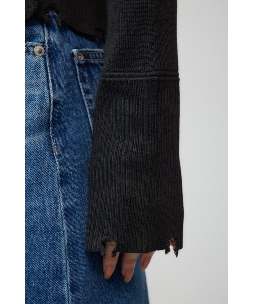 AZUL by moussy(アズールバイマウジー)の「ダメージスイッチングカーディガン(カーディガン/ボレロ・レディース・ブラック/イエロー系その他/杢グレー・FREE)」の12枚目の写真