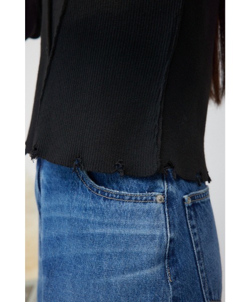 AZUL by moussy(アズールバイマウジー)の「ダメージスイッチングカーディガン(カーディガン/ボレロ・レディース・ブラック/イエロー系その他/杢グレー・FREE)」の13枚目の写真
