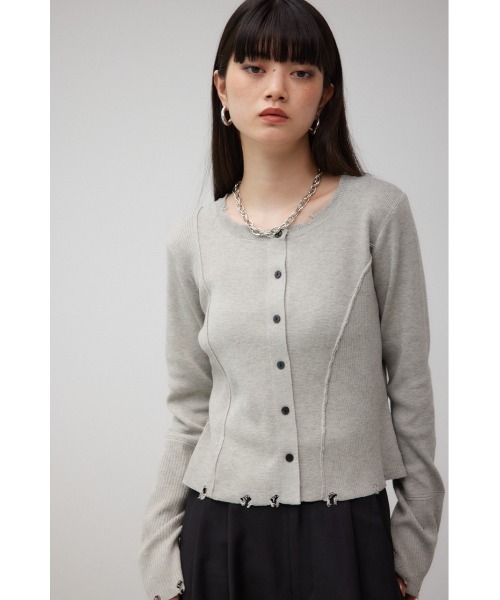 AZUL by moussy(アズールバイマウジー)の「ダメージスイッチングカーディガン(カーディガン/ボレロ・レディース・ブラック/イエロー系その他/杢グレー・FREE)」の16枚目の写真