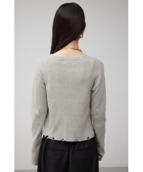 AZUL by moussy(アズールバイマウジー)の「ダメージスイッチングカーディガン(カーディガン/ボレロ・レディース・ブラック/イエロー系その他/杢グレー・FREE)」の20枚目の写真