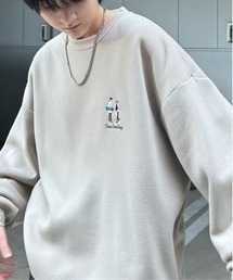 ビッグシルエット ワンポイント刺繍ロゴ おじ / デイリーウォーキング / 8ボール プルオーバー クルーネック スウェット カットソー ユニセックス