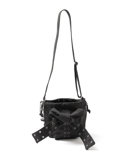 WEGO（ウィゴー）の「WEGO/チャーム付きハトメリボンショルダー（ショルダーバッグ・レディース・ブラウン/ブラック系2/ブラック/ライトインディゴブルー・FREE）」の17枚目の写真