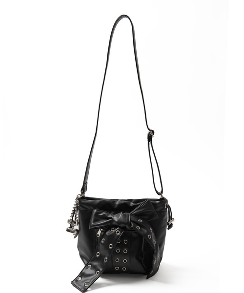 WEGO（ウィゴー）の「WEGO/チャーム付きハトメリボンショルダー（ショルダーバッグ・レディース・ブラウン/ブラック系2/ブラック/ライトインディゴブルー・FREE）」の19枚目の写真