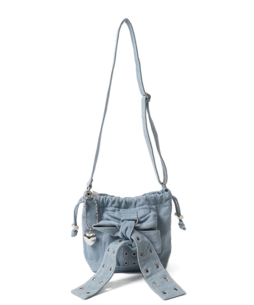 WEGO（ウィゴー）の「WEGO/チャーム付きハトメリボンショルダー（ショルダーバッグ・レディース・ブラウン/ブラック系2/ブラック/ライトインディゴブルー・FREE）」の13枚目の写真