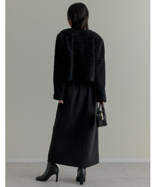 Re:EDIT（リエディ）の「[入卒式 セレモニー]ボアリボン金釦ノーカラーツイードジャケット（ノーカラージャケット・レディース・ホワイト/レッド/ピンク/ブラック/グレー・MEDIUM/LARGE）」の7枚目の写真