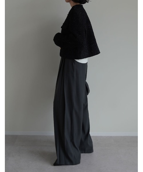 セール】[入卒式 セレモニー]ボアリボン金釦ノーカラーツイード