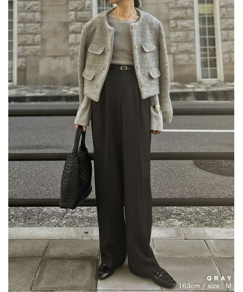 【美品】【アーバンリサーチ】ノーカラー ツイードジャケット M 入学式 金ボタン 美品】【アーバンリサーチ】ノーカラー ツイードジャケット M