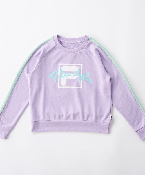 FILA（フィラ）の「【FILA/フィラ】キッズロゴ裏毛スウェット　トレーナー　ダンス　通学（スウェット・キッズ・ミント/ラベンダー・130/140/150/160）」の2枚目の写真