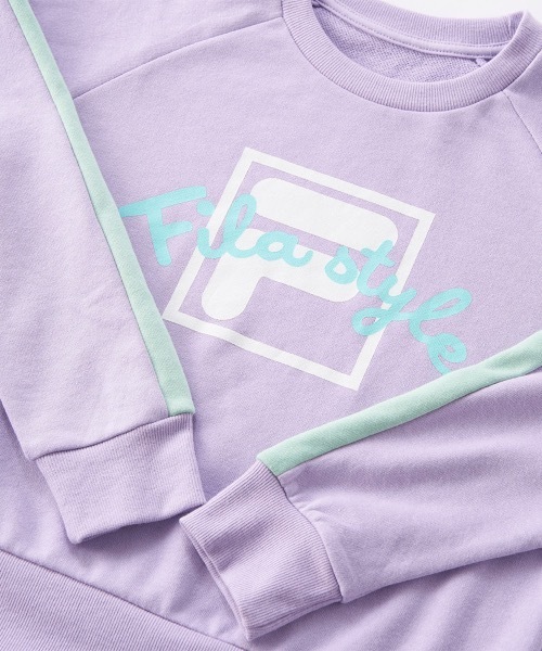 FILA（フィラ）の「【FILA/フィラ】キッズロゴ裏毛スウェット　トレーナー　ダンス　通学（スウェット・キッズ・ミント/ラベンダー・130/140/150/160）」の11枚目の写真