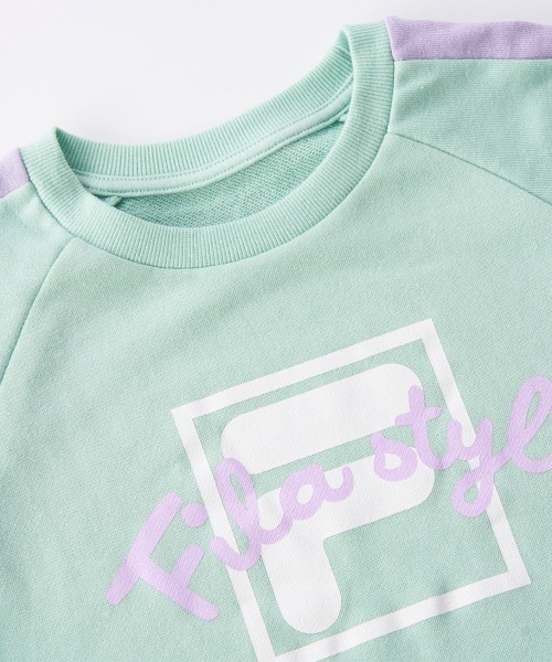 FILA（フィラ）の「【FILA/フィラ】キッズロゴ裏毛スウェット　トレーナー　ダンス　通学（スウェット・キッズ・ミント/ラベンダー・130/140/150/160）」の7枚目の写真