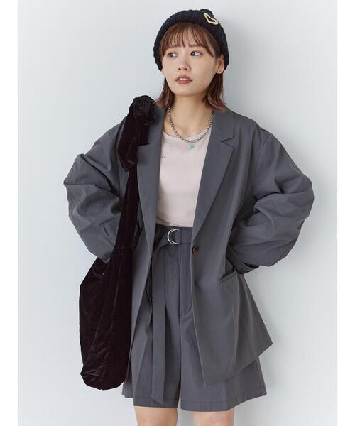 ehka sopo(エヘカソポ)の「オーバーシルエットテーラードジャケット(セットアップ可)(ノーカラージャケット・レディース・チャコールグレー/グレー/ベージュ・F)」の3枚目の写真