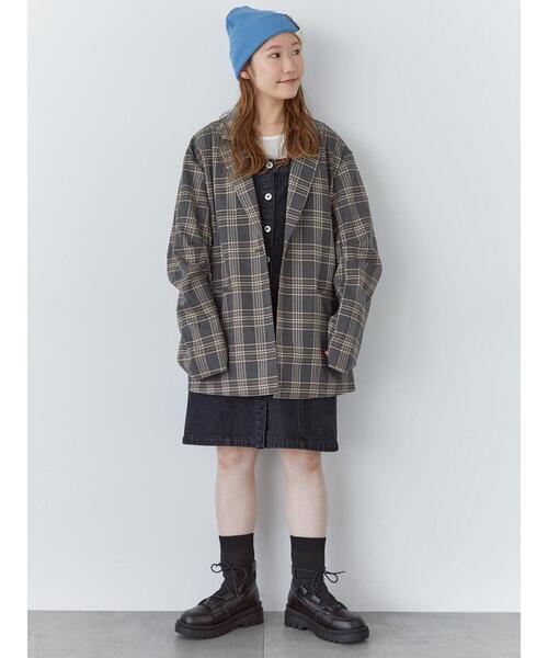 ehka sopo(エヘカソポ)の「オーバーシルエットテーラードジャケット(セットアップ可)(ノーカラージャケット・レディース・チャコールグレー/グレー/ベージュ・F)」の9枚目の写真