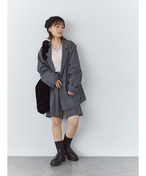 ehka sopo(エヘカソポ)の「オーバーシルエットテーラードジャケット(セットアップ可)(ノーカラージャケット・レディース・チャコールグレー/グレー/ベージュ・F)」の16枚目の写真