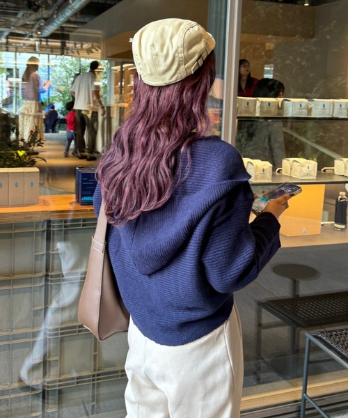 efill（エフィル）の「フロントリボン ニット（ニット/セーター・レディース・ネイビー/ベージュ・FREE）」の16枚目の写真