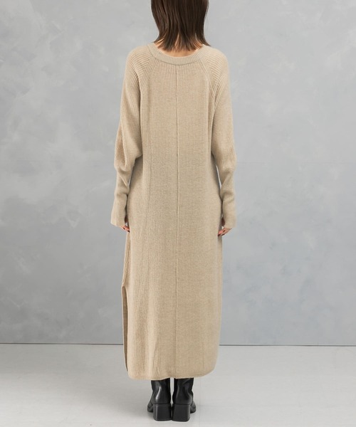 セール】ヤク混サイドスリット畦ニットワンピース（ワンピース