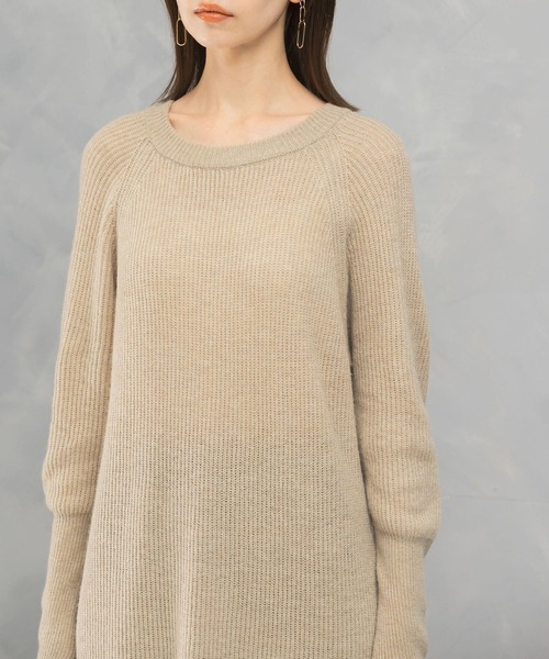 セール】ヤク混サイドスリット畦ニットワンピース（ワンピース