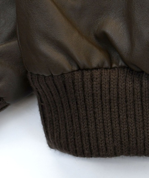Starting Over(スターティングオーバー)の「Vintage-like synthetic leather rib turtle blouson/ヴィンテージライク PUレザー ダブルジップ リブタートル ブルゾン(ブルゾン・メンズ・ブラック/ブラウン・M/L/XL)」の6枚目の写真