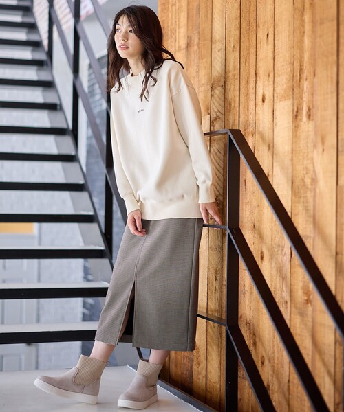 セール】【ウエストゴム/裏起毛】チェックボンディングタイトスカート