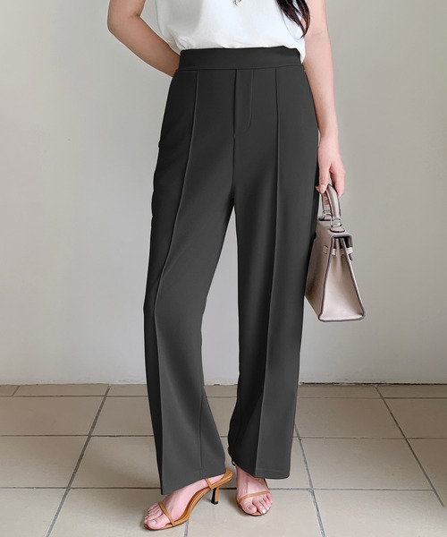 by LEGNA（バイレグナ）の「【選べる丈・タイプ】ストレッチセンタープレスパンツ（その他パンツ・レディース・ブラウン/バーガンディー/ダークブルー/ブラック/アイボリー/ブラウン系その他/グレイッシュベージュ/ネイビー系/アイボリー系/ベージュ系/ブラック系/ライトグレー系・M-Short/L-Short/M-Regular/L-Regular/M-Long/L-Long/S-Regular/S-Short/S-Long）」の3枚目の写真