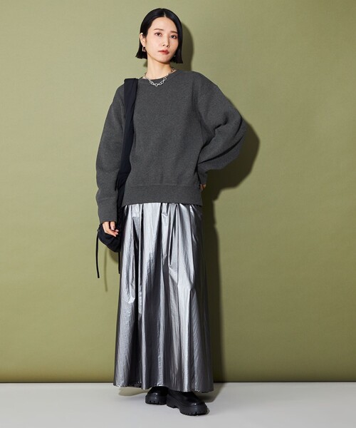 CITEN（シテン）の「＜CITEN＞スウエットライクプルオーバーニット（ニット/セーター・レディース・ダークグレー/ライトグレー・FREE）」の7枚目の写真