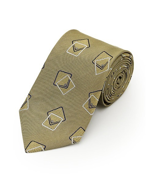 TRANS CONTINENTS（トランスコンチネンツ）の「TRANS CONTINENTS　シルク100％ネクタイ　スクエア柄　ピンク/イエロー/ネイビー（ネクタイ・メンズ・ネイビー/イエロー・FREE）」の2枚目の写真