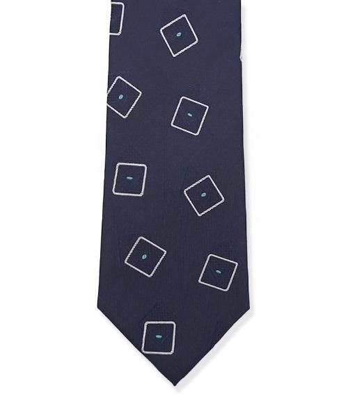 TRANS CONTINENTS（トランスコンチネンツ）の「TRANS CONTINENTS　シルク100％ネクタイ　スクエア柄　ピンク/イエロー/ネイビー（ネクタイ・メンズ・ネイビー/イエロー・FREE）」の3枚目の写真