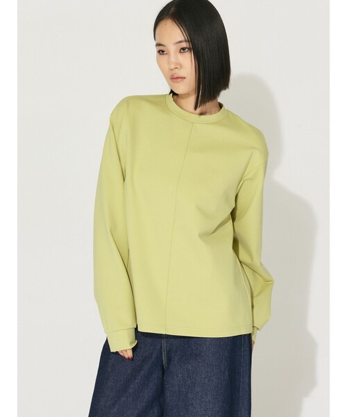 MIDIUMISOLID（ミディウミソリッド）の「MIDIUMISOLID for Ladies フロントシームロングTシャツ（Tシャツ/カットソー・レディース・イエロー/ブラック/アイボリー・FREE）」の8枚目の写真