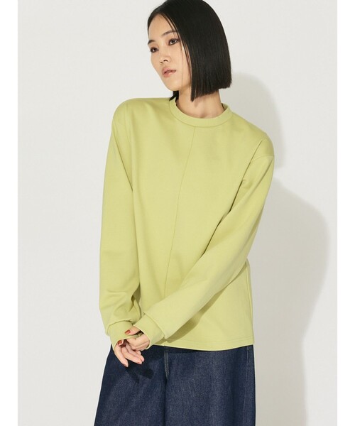 MIDIUMISOLID（ミディウミソリッド）の「MIDIUMISOLID for Ladies フロントシームロングTシャツ（Tシャツ/カットソー・レディース・イエロー/ブラック/アイボリー・FREE）」の9枚目の写真