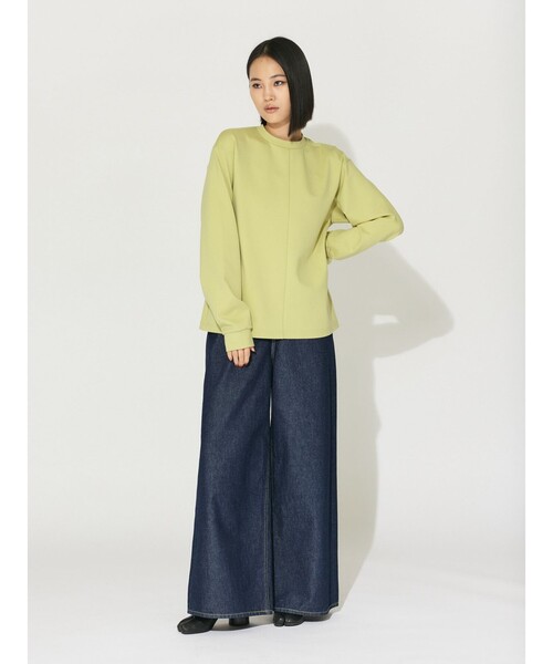 MIDIUMISOLID（ミディウミソリッド）の「MIDIUMISOLID for Ladies フロントシームロングTシャツ（Tシャツ/カットソー・レディース・イエロー/ブラック/アイボリー・FREE）」の12枚目の写真