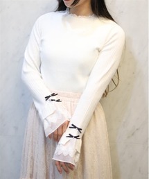 axes femme（アクシーズファム）の「リボンデザインラメニットプルオーバー（ニット/セーター）」