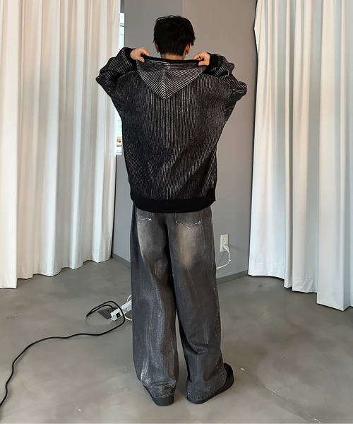 sedacle(セダクル)の「配色リブニットジップパーカー(パーカー・メンズ・ボルドー/ベージュ/ブラック・SMALL/MEDIUM/LARGE)」の14枚目の写真