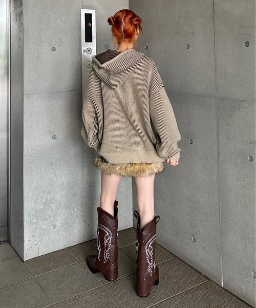 sedacle(セダクル)の「配色リブニットジップパーカー(パーカー・メンズ・ボルドー/ベージュ/ブラック・SMALL/MEDIUM/LARGE)」の20枚目の写真