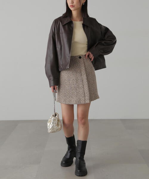 FREE'S MART(フリーズマート)の「◆【3サイズ展開XS-M】ラップ風ツイードミニスカート【低身長サイズ有】(スカート・レディース・ベージュ/ブラック・MEDIUM/SMALL/X-SMALL)」の19枚目の写真