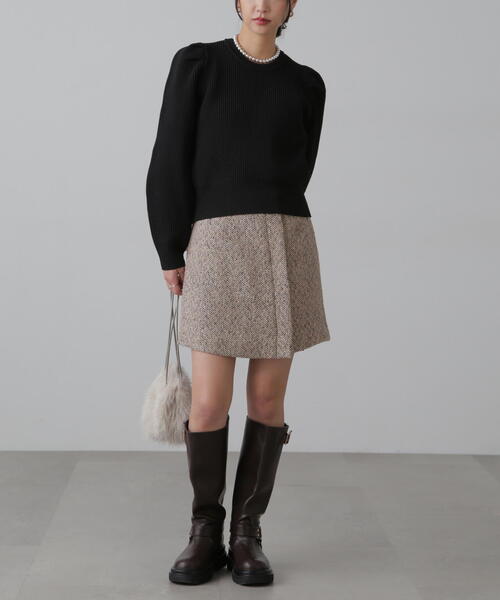 FREE'S MART(フリーズマート)の「◆【3サイズ展開XS-M】ラップ風ツイードミニスカート【低身長サイズ有】(スカート・レディース・ベージュ/ブラック・MEDIUM/SMALL/X-SMALL)」の14枚目の写真